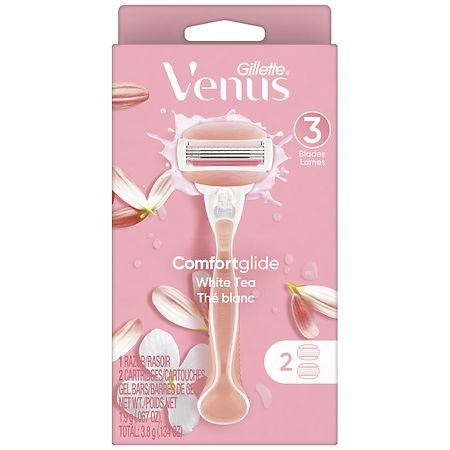 Gillette Venus ComfortGlide White Tea Women s Razor Handle + 2 Blade Refills - 047400300415