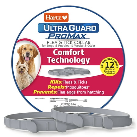 Hartz UltraGuard ProMax Flea & Tick Collar for Dogs & Puppies with Comfort Technology Gray 2 Pack - 032700113575