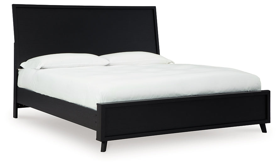 Danziar King Panel Bed with Mirrored Dresser and 2 Nightstands