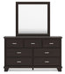 Covetown California King Panel Bed with Mirrored Dresser and Nightstand