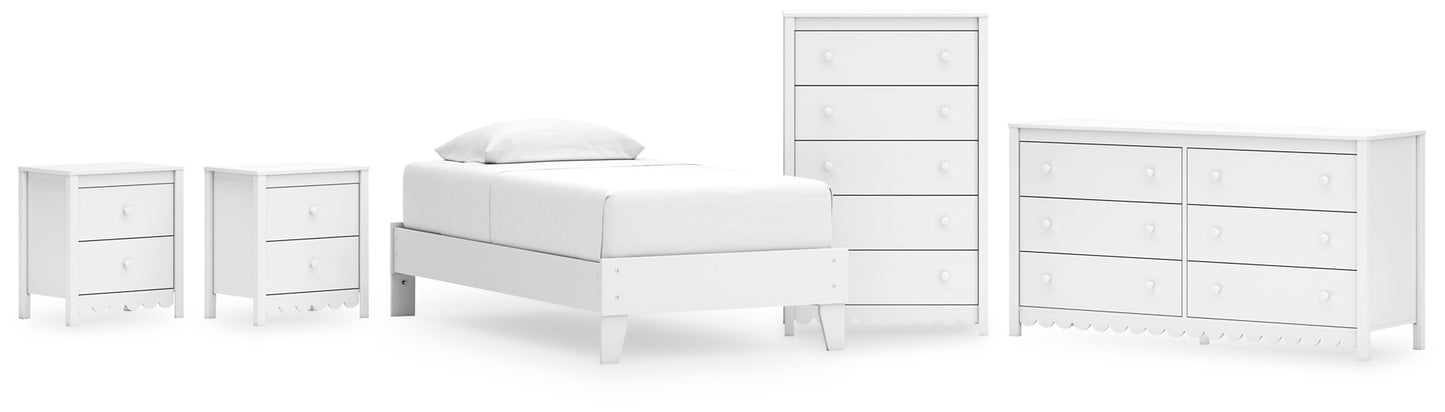 Ashley Express - Hallityn Twin Platform Bed with Dresser, Chest and 2 Nightstands