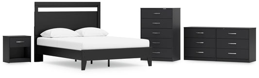 Ashley Express - Finch Queen Panel Platform Bed with Dresser, Chest and Nightstand