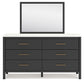 Cadmori Full Upholstered Bed with Mirrored Dresser, Chest and 2 Nightstands