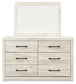 Cambeck Twin Panel Bed with 4 Storage Drawers with Mirrored Dresser