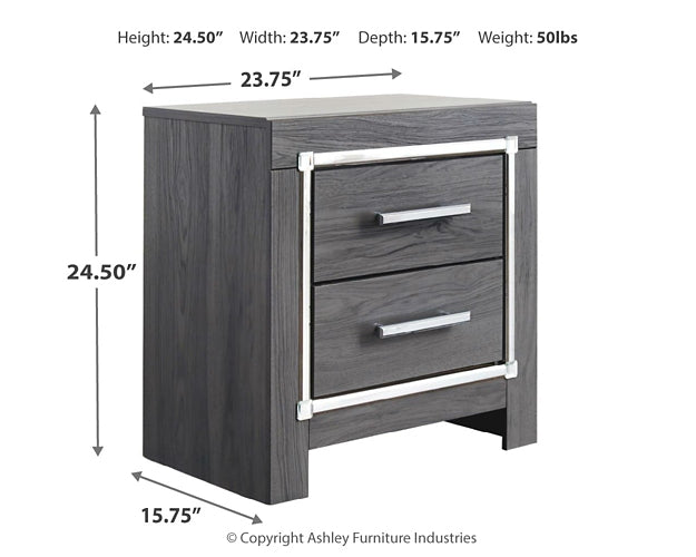 Lodanna Full Panel Bed with Mirrored Dresser, Chest and 2 Nightstands