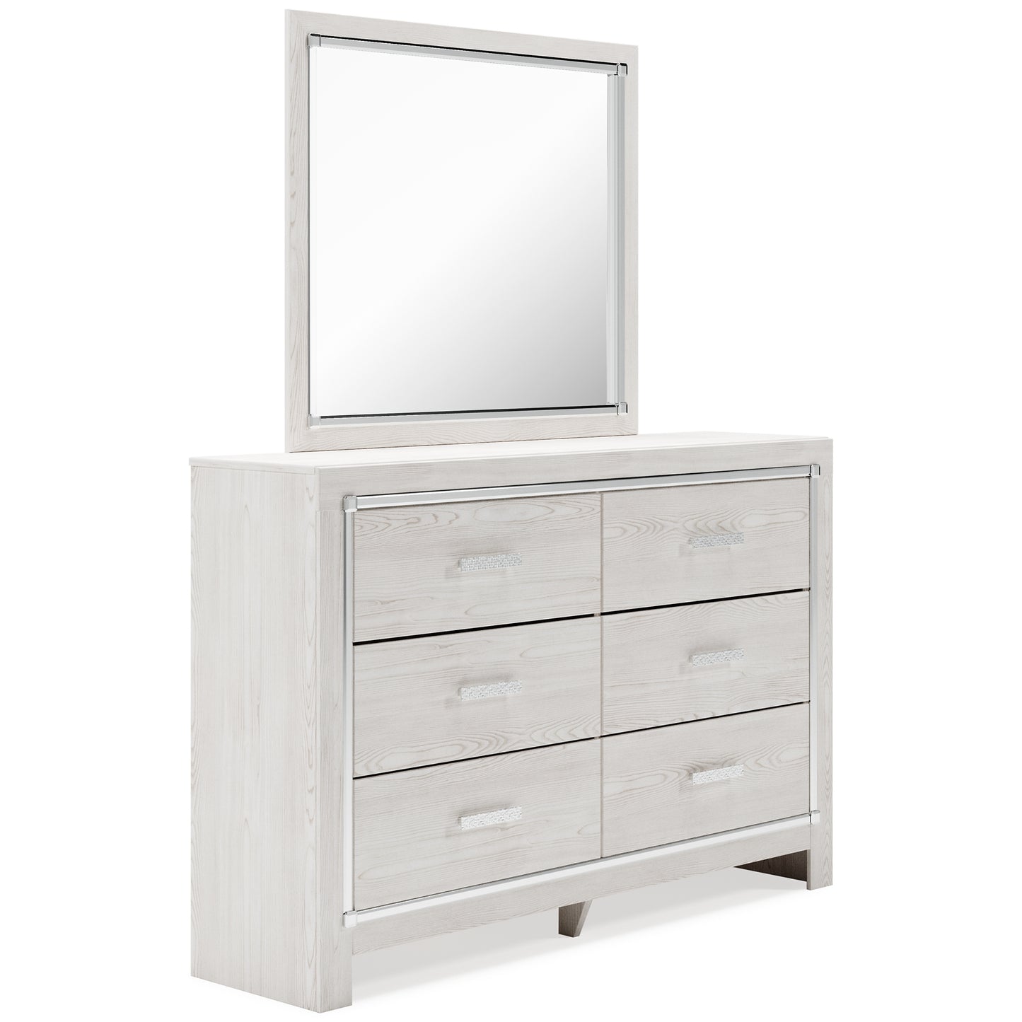 Altyra Queen Panel Headboard with Mirrored Dresser, Chest and 2 Nightstands