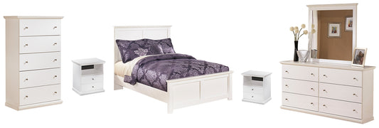 Bostwick Shoals Full Panel Bed with Mirrored Dresser, Chest and 2 Nightstands