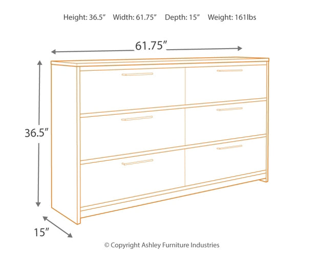 Baystorm Full Panel Bed with 4 Storage Drawers with Dresser