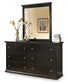 Maribel Queen/Full Panel Headboard with Mirrored Dresser