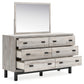 Vessalli Queen Panel Headboard with Mirrored Dresser and 2 Nightstands