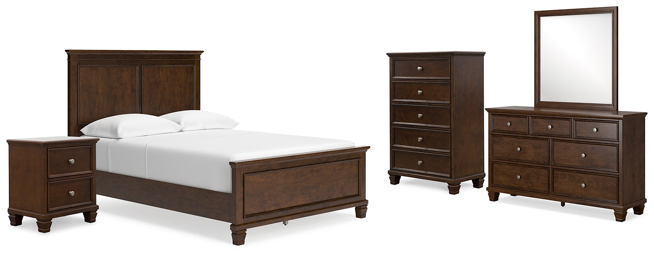 Danabrin Full Panel Bed with Mirrored Dresser, Chest and Nightstand