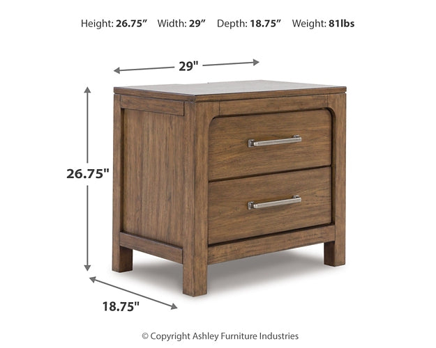 Cabalynn King Panel Bed with Storage with Mirrored Dresser and Nightstand