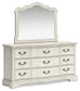 Arlendyne King Upholstered Bed with Mirrored Dresser and 2 Nightstands