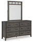 Montillan King Panel Bed with Mirrored Dresser, Chest and Nightstand